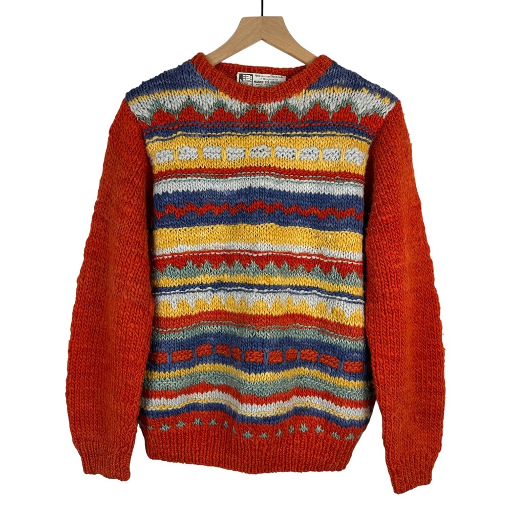 Manos Del Uruguay Sweater Womens Est L Orange Handspun Virgin Wool Chunky